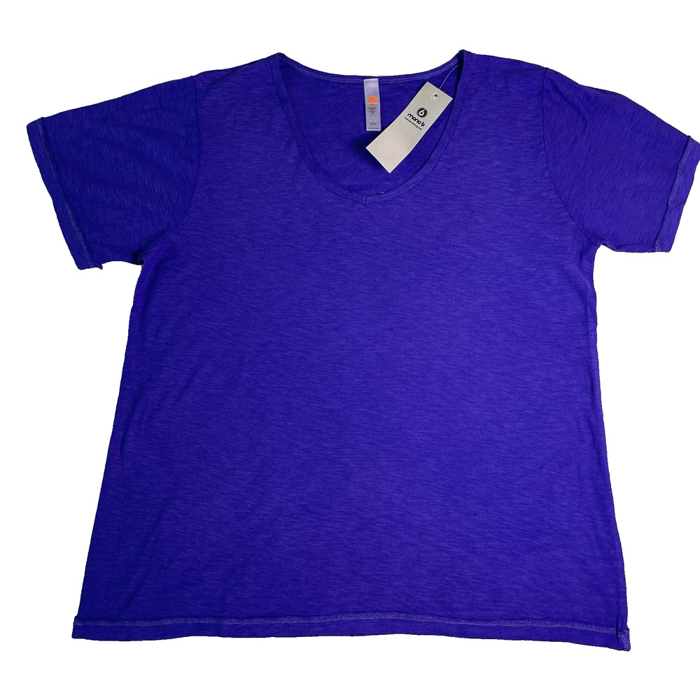 NWT Mono B Round Neck Tee Shirt Womens Large Blue Basic Capsule Staple Summer